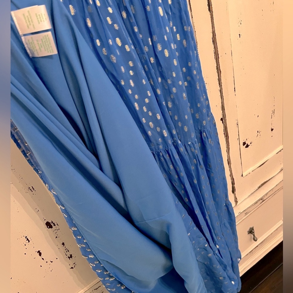 Lilly Pulitzer Beccalyn maxi dress boca blue viscose metallic clip dobby | L - Picture 14 of 15